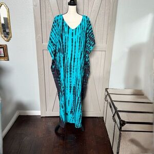 NEW! Kaftan Dress -(Moo Moo) Blue and Black Tie-Dye